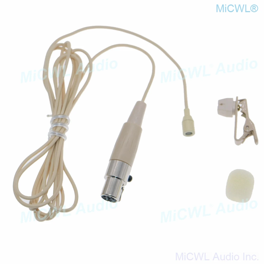 Beige mini Clip Lapel Lavalier Microphone for Shure UR1 SLX1 PGX1 ULX Tie Clips Wireless TA4F 4Pin XLR Beige