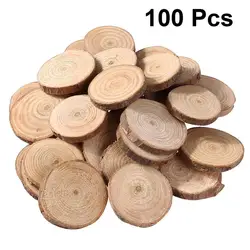 100Pcs Pine Wood Slices Double-sided Natural Round Wood Chips DIY Handmade Home Decoration Photograghy Props(Below 3cm Diameter)