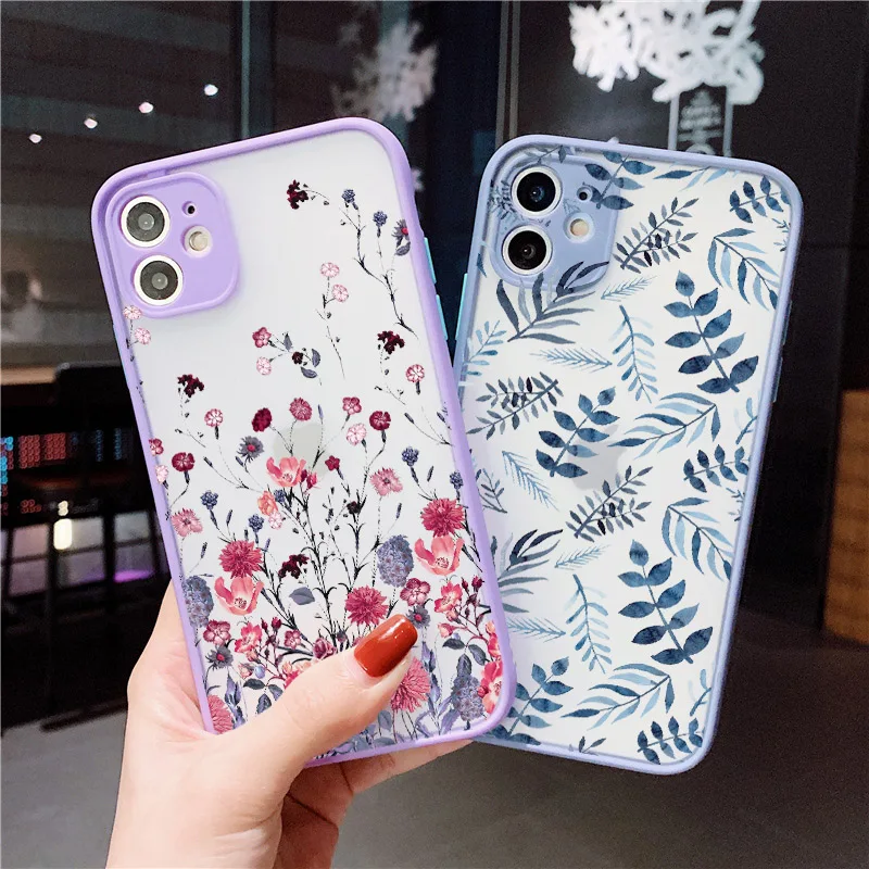 Hand Painted Phone Case For iphone 16 15 X XS XR Flower Shockproof Case For iPhone 7 8 Plus SE 13 12 11 14 15 16 pro MAX Cover