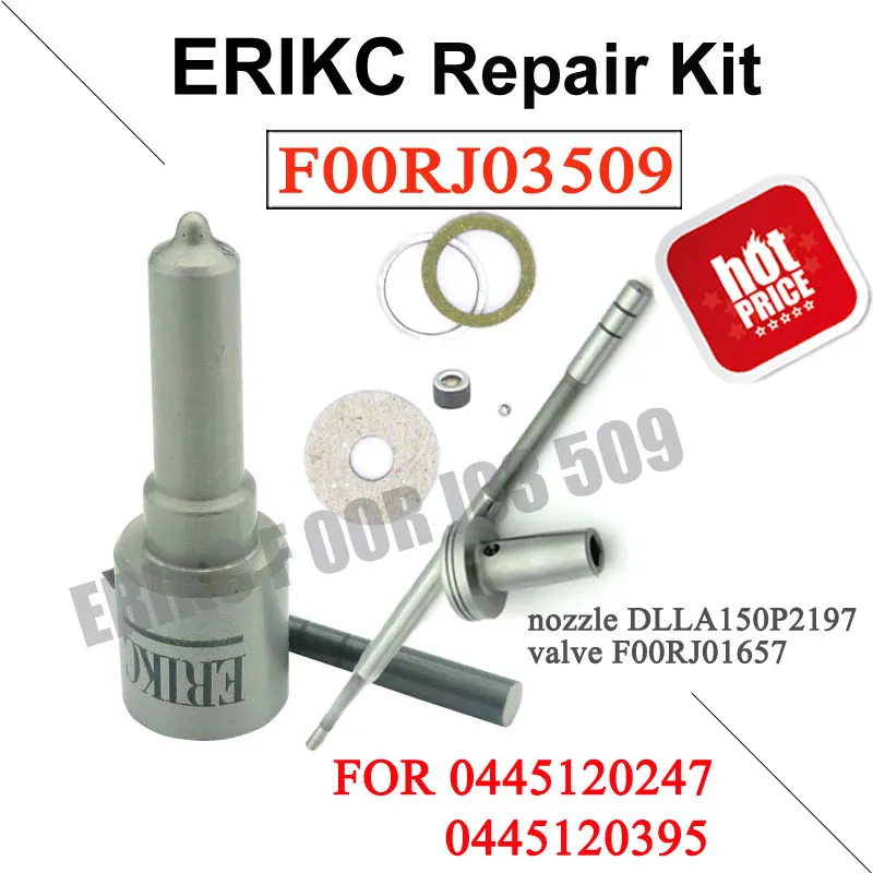 ERIKC F00RJ03509 Diesel Injector Repair Kit Fuel Nozzle DLLA150P2197 Control Valve F00RJ01657 Overhaul Kit for FAW 0445120247