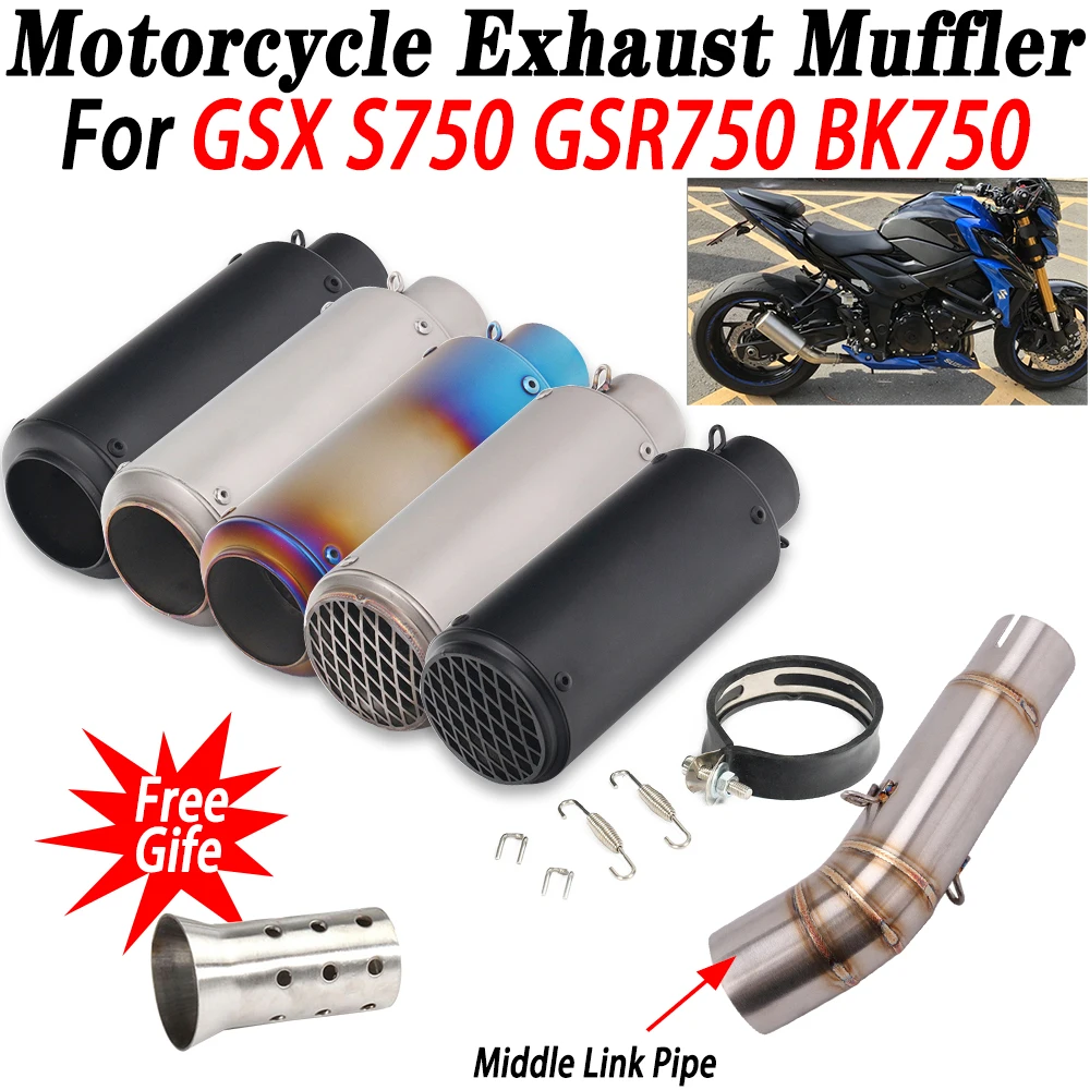 Motorcycle Exhaust Middle Link Pipe For Suzuki GSX S750 GSX-S 750 GSR750 BK750 Escape Moto Modified Muffler with DB Killer Tube