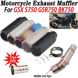 Motorcycle Exhaust Middle Link Pipe Slip On For Suzuki GSX S750 GSX-S 750 GSR750 BK750 Escape Moto Muffler with DB Killer Tube