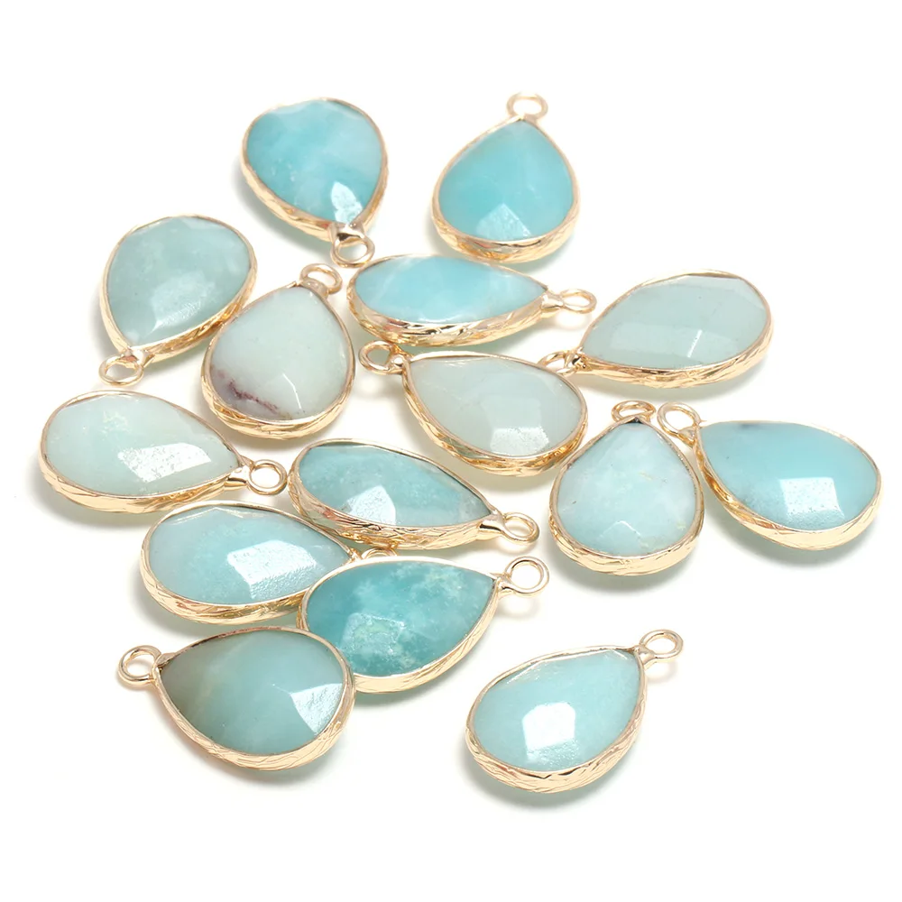 Natural Stone Faceted Amazonite Pendants Water drop shape Exquisite Charms for Jewelry Making Diy earring necklace accessories