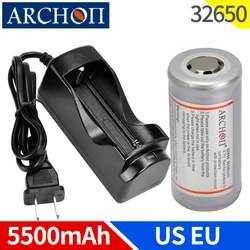 ARCHON original 5500mAh 3.7v 32650 lithium battery Rechargeable battery EU US plug 32650 battery charger genuine torch battery