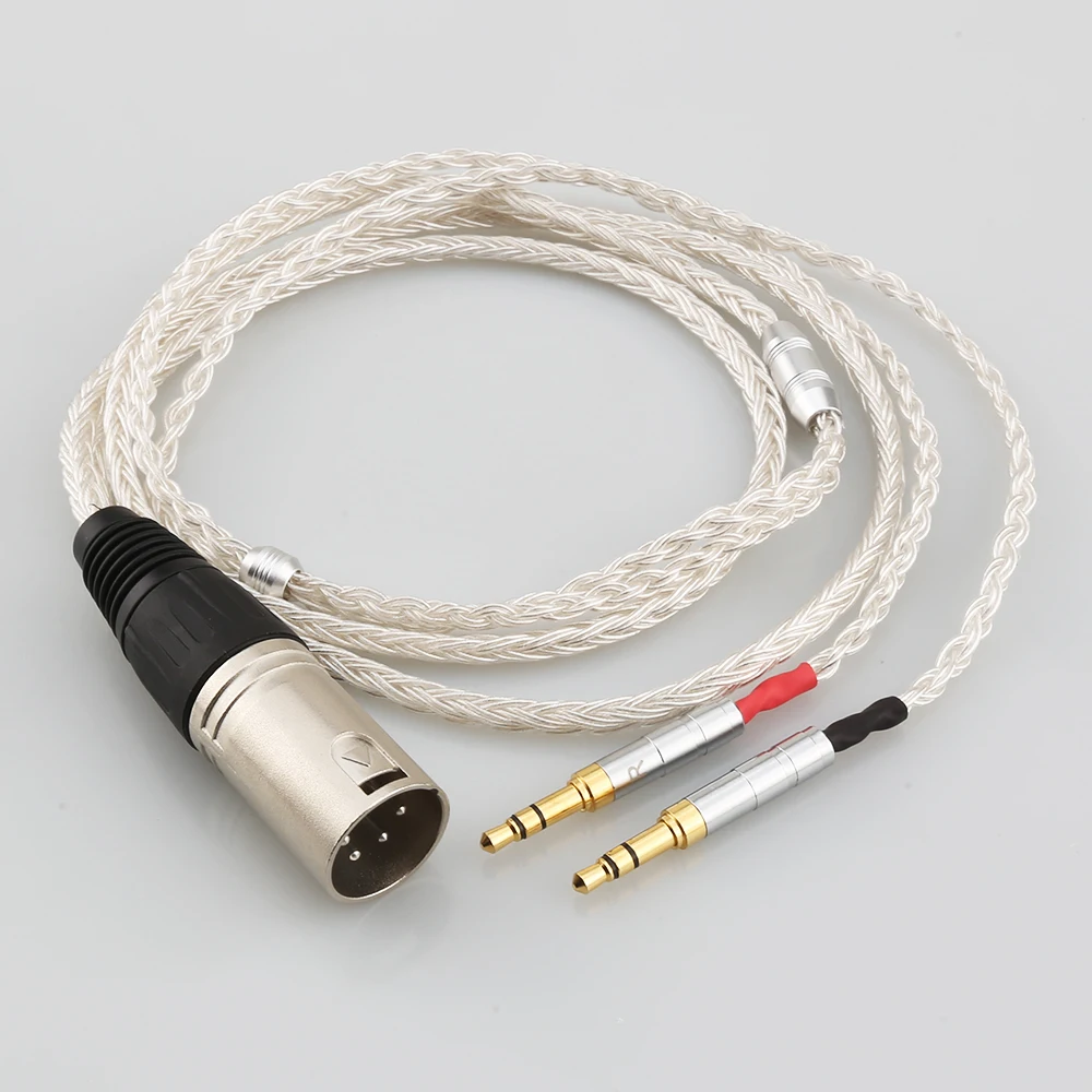 2,5/3,5 mm 4,4 mm 4-pinowy XLR męski 16-rdzeniowy posrebrzany kabel słuchawkowy OCC do Denon AH-D600 AH-D7200 AH-D7100 Focal Elear