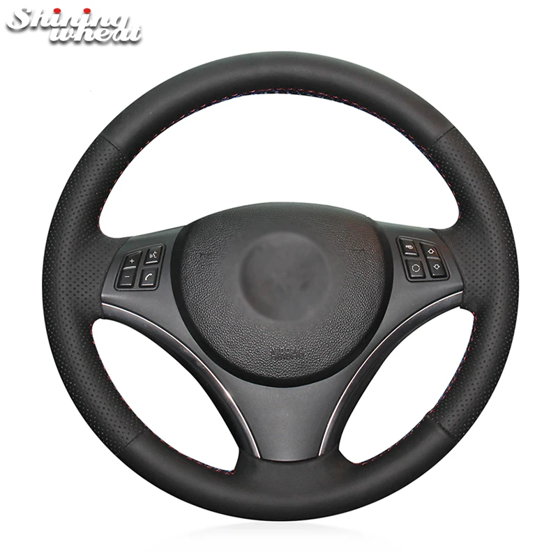 

Shining wheat Black Leather Car Steering Wheel Cover for BMW E90 E91 E92 E93 X1 E81 E82 E84 E87 E88