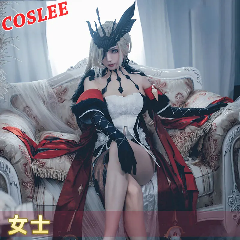 

COSLEE [XS-XXL] Genshin Impact Fatui Executive Officer NPC La Signora Cosplay Costume Game Suit Uniform Halloween Outfit For