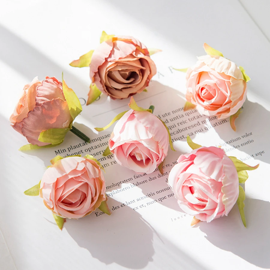 100 Stück Künstliche Blumen Teeknospen für Hochzeitsdekoration, Weihnachtskränze, Heimdekorationen, DIY-Geschenkboxen, Handarbeiten, Seidenrosen – Detail 2