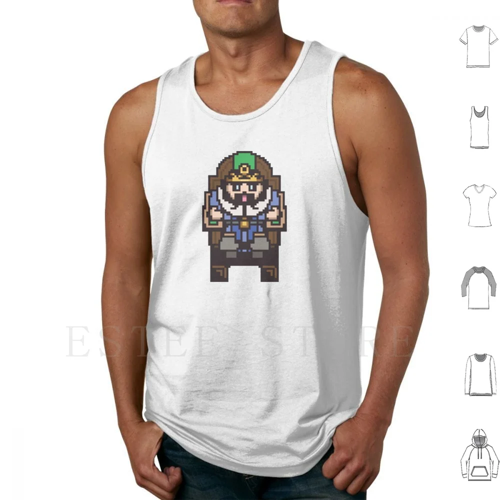 Pixel King's Trono Regatas Colete Pixel King Trono Jogo Gráficos Fantasia Medieval Bonito Chibi Barba Bigode Laugh
