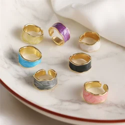 New Korean Fashion Metal Irregular Round Open Rings for Women High Quality Smooth Enamel Index Finger Rings Female Jewelry Gift