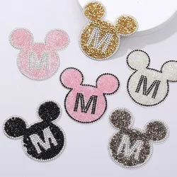 Crystal Rhinestone Mickey Patches for Clothing, Iron on Appliques, Badge Fabric Sticker, Apparel Accessories, 8*8cm, 6 PCs/Lot