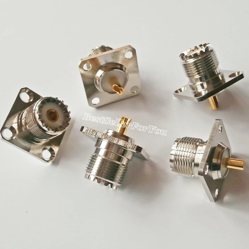 플랜지 납땜 패널 마운트 RF 커넥터, UHF SO239 SO-239 암 패널, 4 홀, 1 개