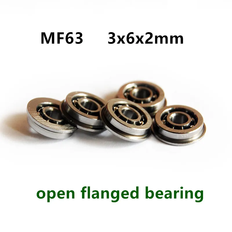 

100pcs MF63 open type flanged bearing LF-630 3*6*2 mm Miniature flange ball bearings ABEC-5 3x6x2 mm