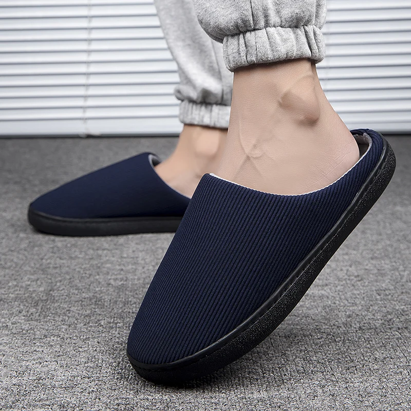 SMS Men Indoor Slippers Soft Bottom Home Slipper Winter Warm Couple Bedroom Slides Slip On Female House Flat Shoes Plus Size