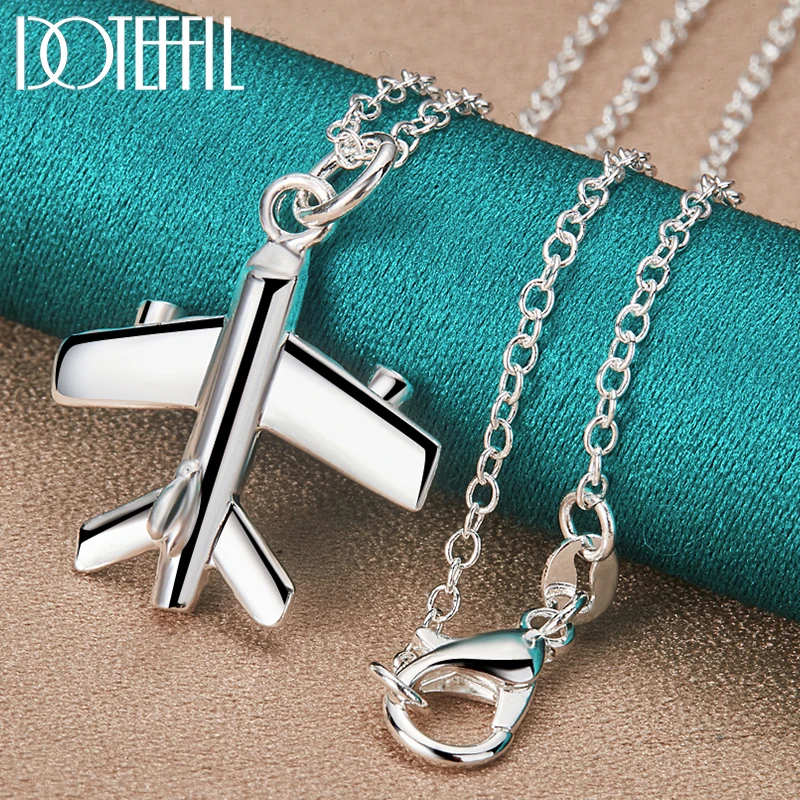 

DOTEFFIL 925 Sterling Silver 18-30 Inch Chain Aircraft Plane Pendant Necklace For Woman Man Fashion Wedding Charm Jewelry