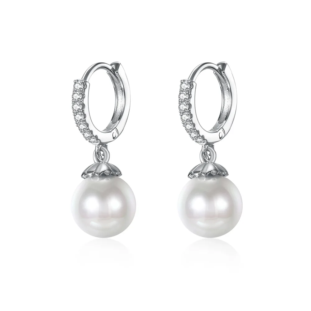 

Bohemia Charm Women Wedding Imitation Pearl Dangle Earrings for Women Silver Plated AAA Zircon Earring Engagement Jewelry Gift