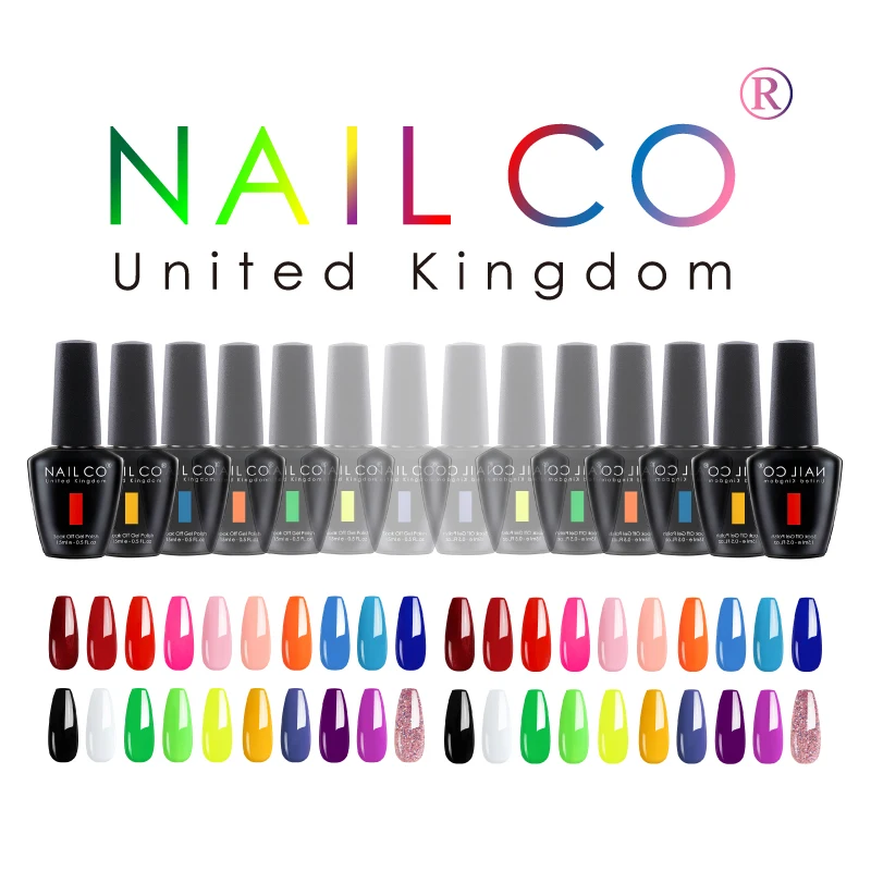 Nailco-半永久的なuvジェルネイルポリッシュ,さまざまな色,マットベース,71ユニット