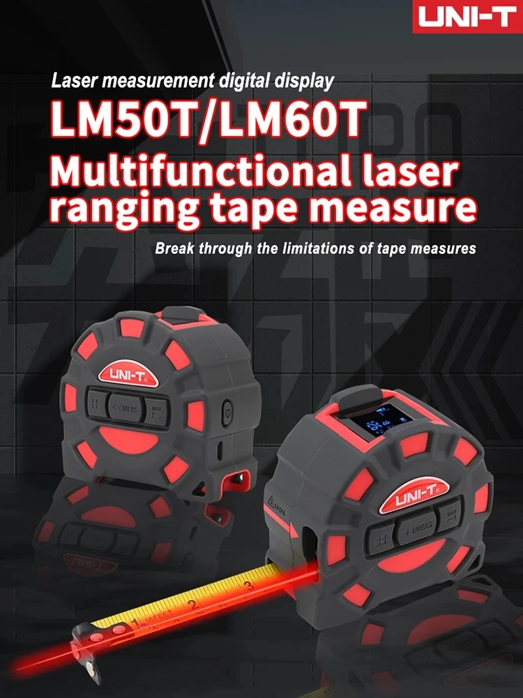 UNI-TLM50T LM60T 50M 60M laser tape measure digital electronic ruler roulette meter LCD display telescopic measuring tool