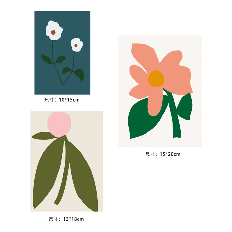 Ins Retro Hand-painted Flower Plant Postcard Creative Background Wall Sticker Diy Decoration Card Photo Props Greeting Cards