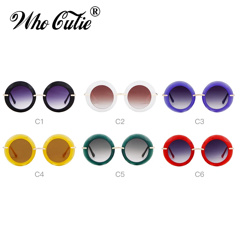 WHO CUTIE 2025 Oversized Round Sunglasses Women Luxury Brand Designer Vintage Retro Green Frame Female Sun Glasses Shades OM567