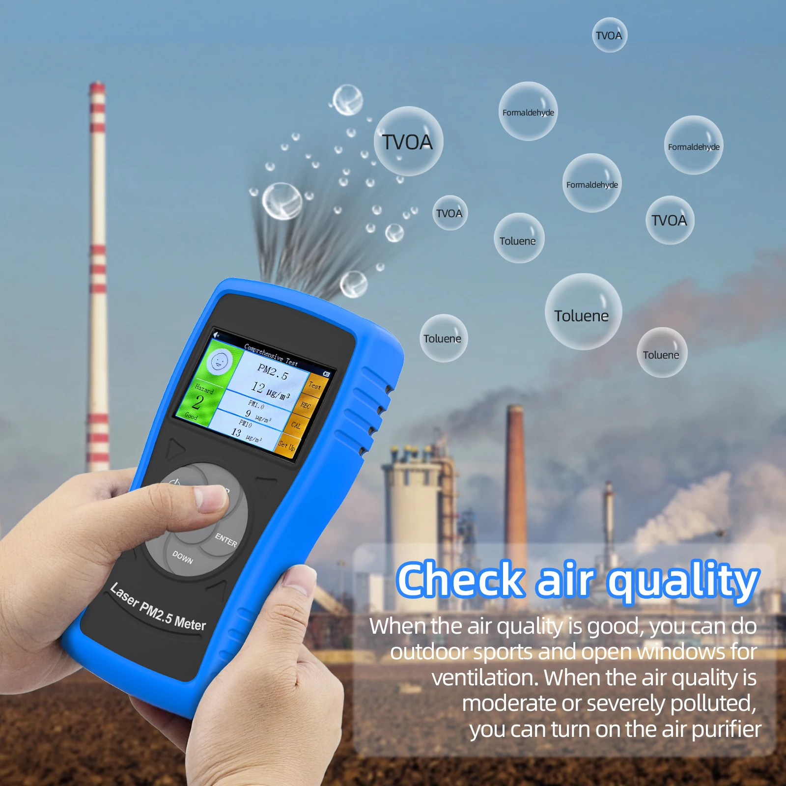 BTMETER BT-5800M Digital PM2.5 PM10 Air Particulate Detector Accuracy +/- 20 Real Time Rechargeable Air Quality Meter with Alarm