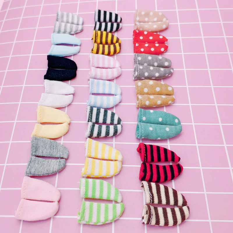 3 Pairs Doll socks Solid color Stripe Polka dot socks for ob11,ddf,gsc,molly,DDF,1/12 doll accessories ob11 socks Random Color