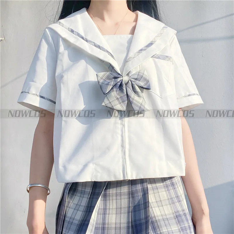 [A Gentle Blade] uniforme scolastica JK formale studenti giapponesi ragazza manica corta vita alta viola Plaid gonne A pieghe vestito da donna