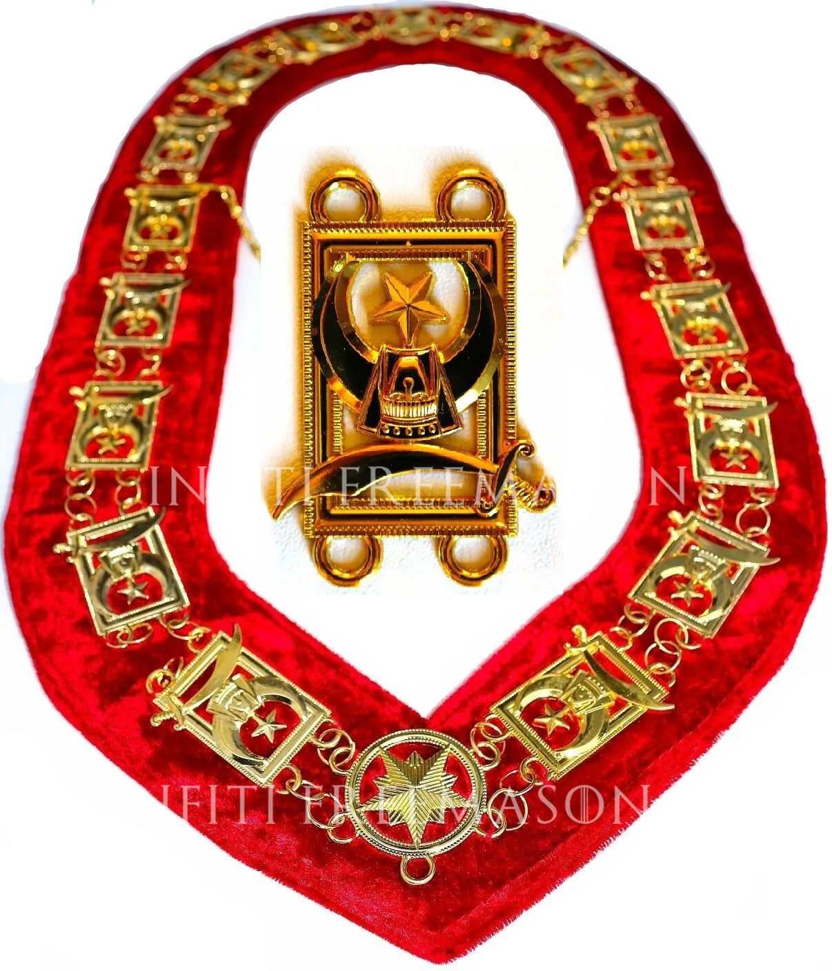 Masonic master Mason chain collar Masonic Regalia Knights Templar Metal Golden Chain Collar Red Bass