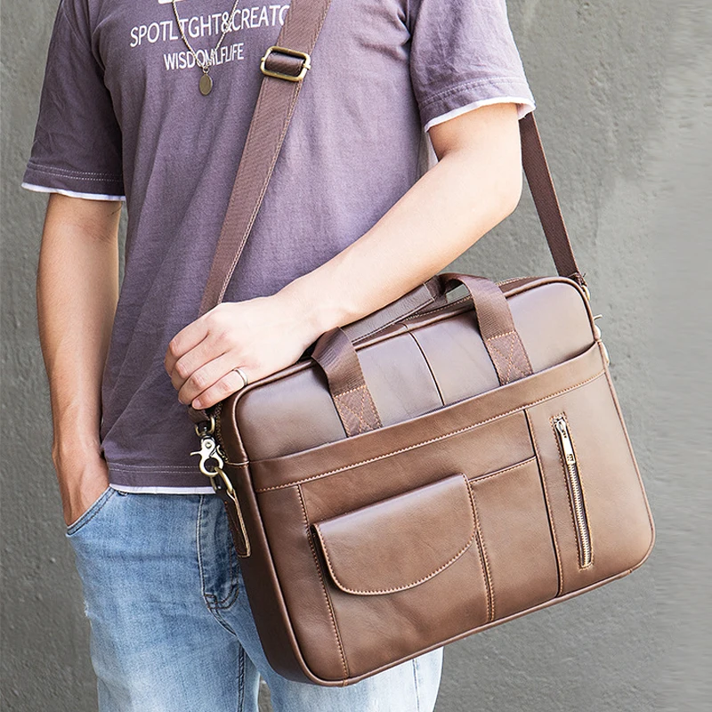 Imagem -03 - Bolsa para Computador Portátil Bolsa 15.6 16 Polegada de Couro Bolsa Viagem de Negócios do Único Ombro Bolsa dos Homens Maleta para Lenovo ar