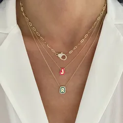 DUOYING New Custom Enamel Bubble Letter Necklace With Zirconia Customized Name Pendant Necklace For Christmas Jewelry Gift