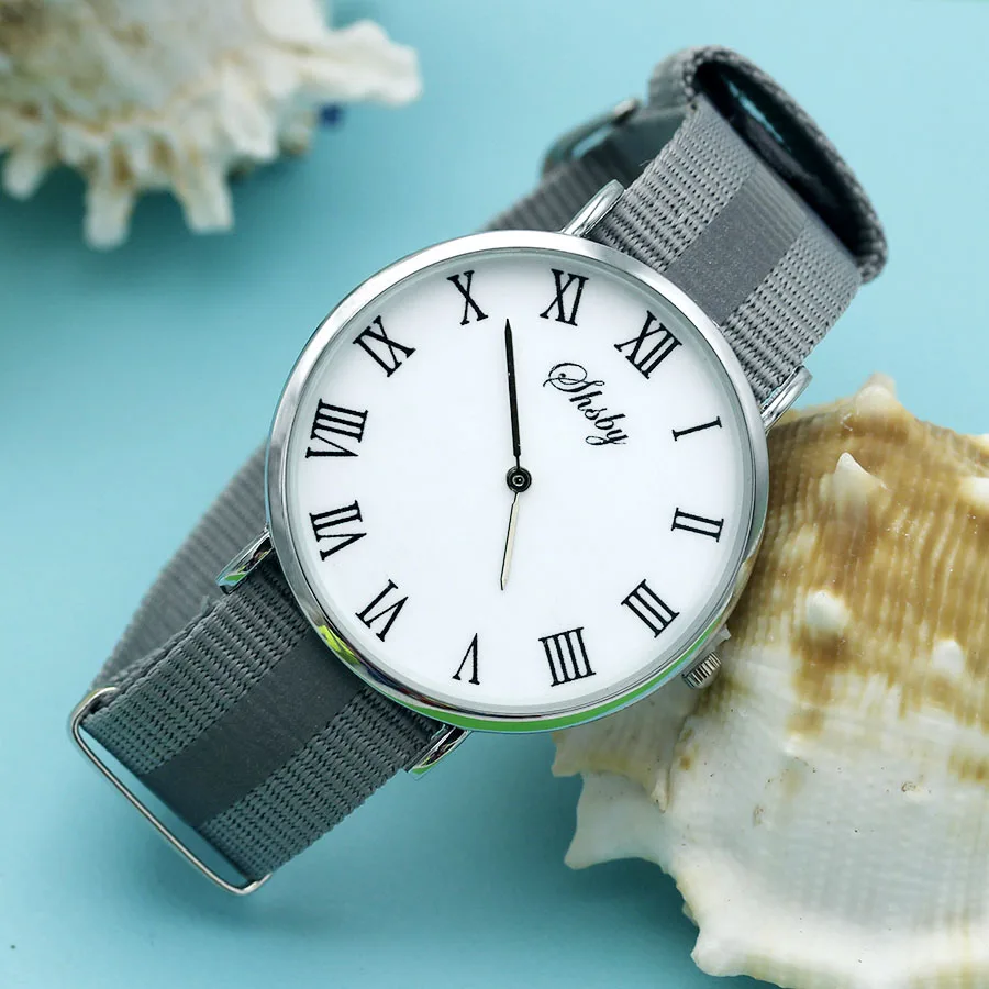 Shsby-Reloj de correa de lona para hombre y mujer, pulsera de cuarzo de lujo, a la moda, sencillo, regalo para mujer, reloj de ocio para estudiantes