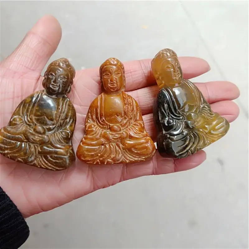 Natural Jade Xiuyu Antique Carved Buddha Statue Shakyamuni Pendant Collection Decoration Home Accessories Gift Amulet