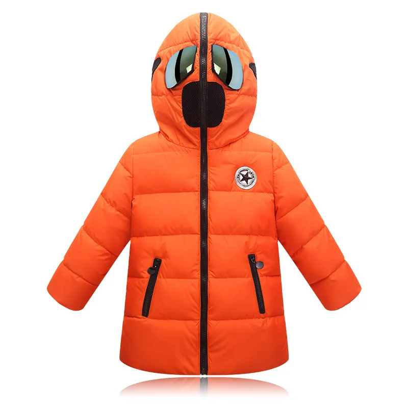 New Girls Space suit Winter Down jacket with Glasses in Hood Cool Boy Snow Jacket Coat High Quality Children Snow Clothes 3-12Y