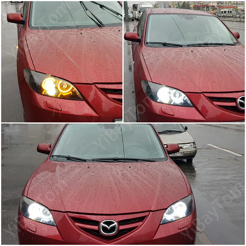 For Mazda 3 mazda3 BK 2003-2008 Cotton Switchback LED Dual Color Angel Eye White Amber turn signal light