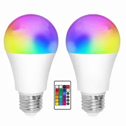 Bombilla LED de colores RGB con Control remoto, globo que cambia de Color, E27, boquilla de tornillo, iluminación interior, atenuación, pequeña lámpara de noche