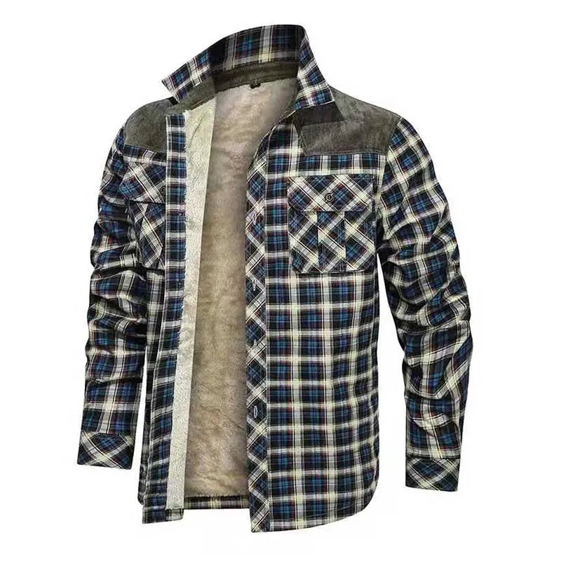 

Mcikkny New Men Winter Plaid Shirts Long Sleeves Fleece Lined Top Coats For Male Clothing Size M-3XL Thermal