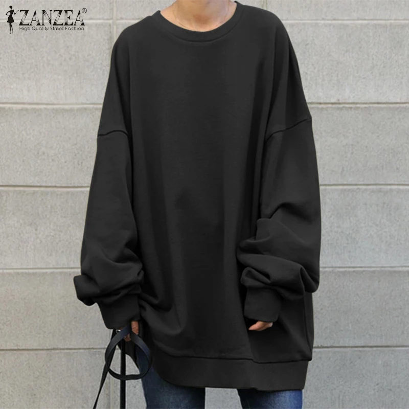 ZANZEA Autumn Long Sleeve SweatshirtsOversized Women Solid Loose Pullover Fashion Winter Hoodies Sweatshirt Casual Streetwear