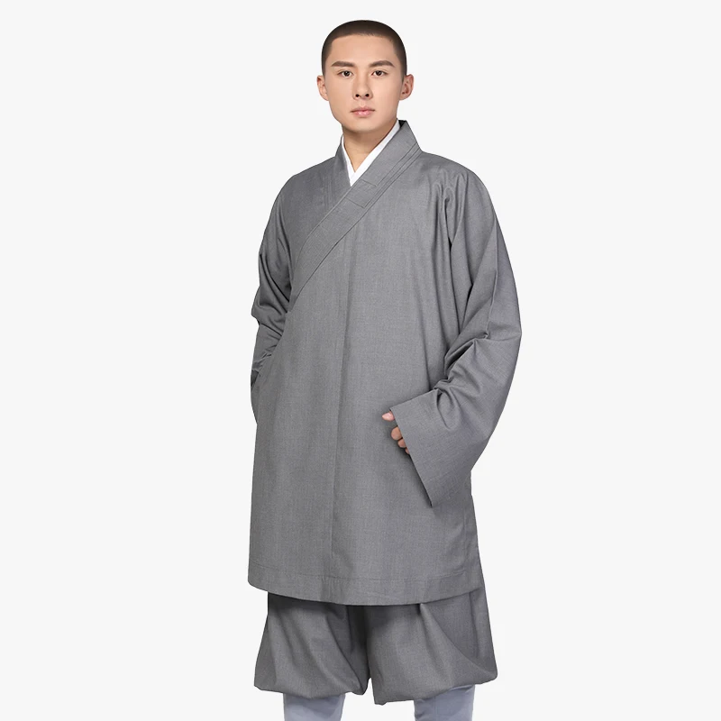 Spring autumn Unique Show Shaolin Buddhist Monk Robes Jacket Trousers Suits Chinese Kung Fu Uniforms Buddhist Temples Clothing