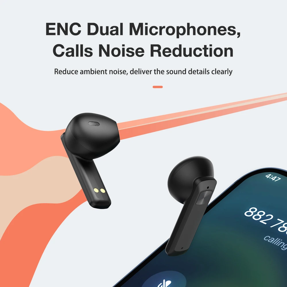 BlitzWolf ENC TWS bluetooth Headphones True Wireless Earphones Half in ear Earbuds with Touch Control, AAC Audio,IPX4 Waterproof