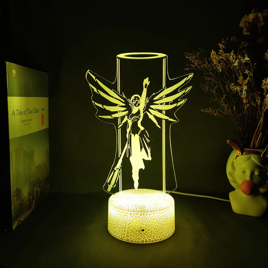 Game Overwatch DVA Figurine 3D Illusion Lamp Computer Room Desktop Light Home Decoration Atmosphere Lighting Decor Xmas Gift