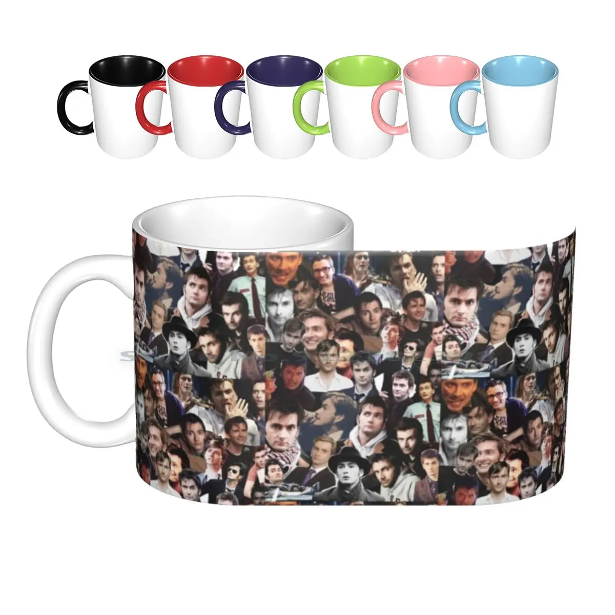 David Tennant Collage Ceramic Mugs Coffee Cups Milk Tea Mug David Tennant Collage Who Actor Creative Trending Vintage Gift