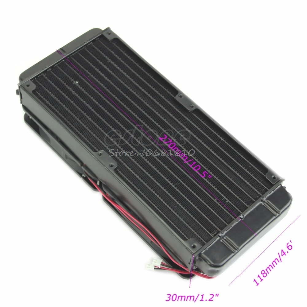 CPU Heatsink Aluminum Computer Radiator Water Cooling Cooler 240mm 2 Fans  Drop ShippingWholesale dropshipping