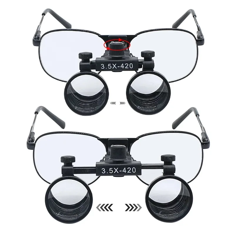 2.5X/3.5X กล้องส่องทางไกลทันตกรรม Loupe ผ่าตัดทางการแพทย์แว่นขยายทันตกรรมไฟหน้าตาสวมใส่แว่นขยายทั...