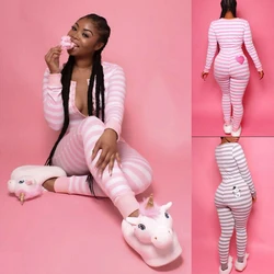 Sexy Women's One Piece Pajama Romper Long Sleeve Bodysuit Jumpsuit Sleepwear Fall Winter