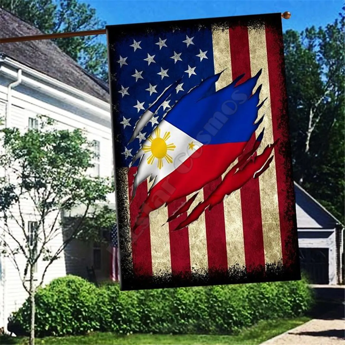 

Philippines America Flag 3D Full Printing Thermal Transfer Garden Flags Hanging House Decoration Double-sided Printing