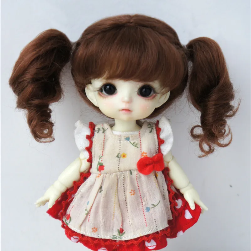 Mohair Doll wigs  JD613 5-6inch 6-7inch  Twins Mini sausage rolls Pony  Mohair BJD wig  1/8  OB11 1/6 YOSD Dol accessories