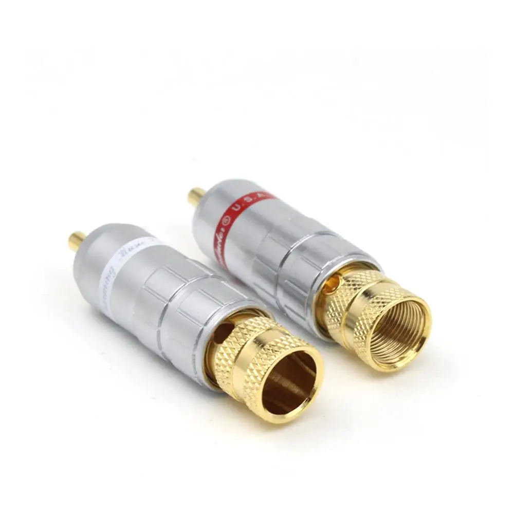 Colleimage Hifi 4pcs CMC-8236 Gold Plated RCA Plug Screw Locking Wire Solder Male Connector for DIY RCA interconnect Cable Cable