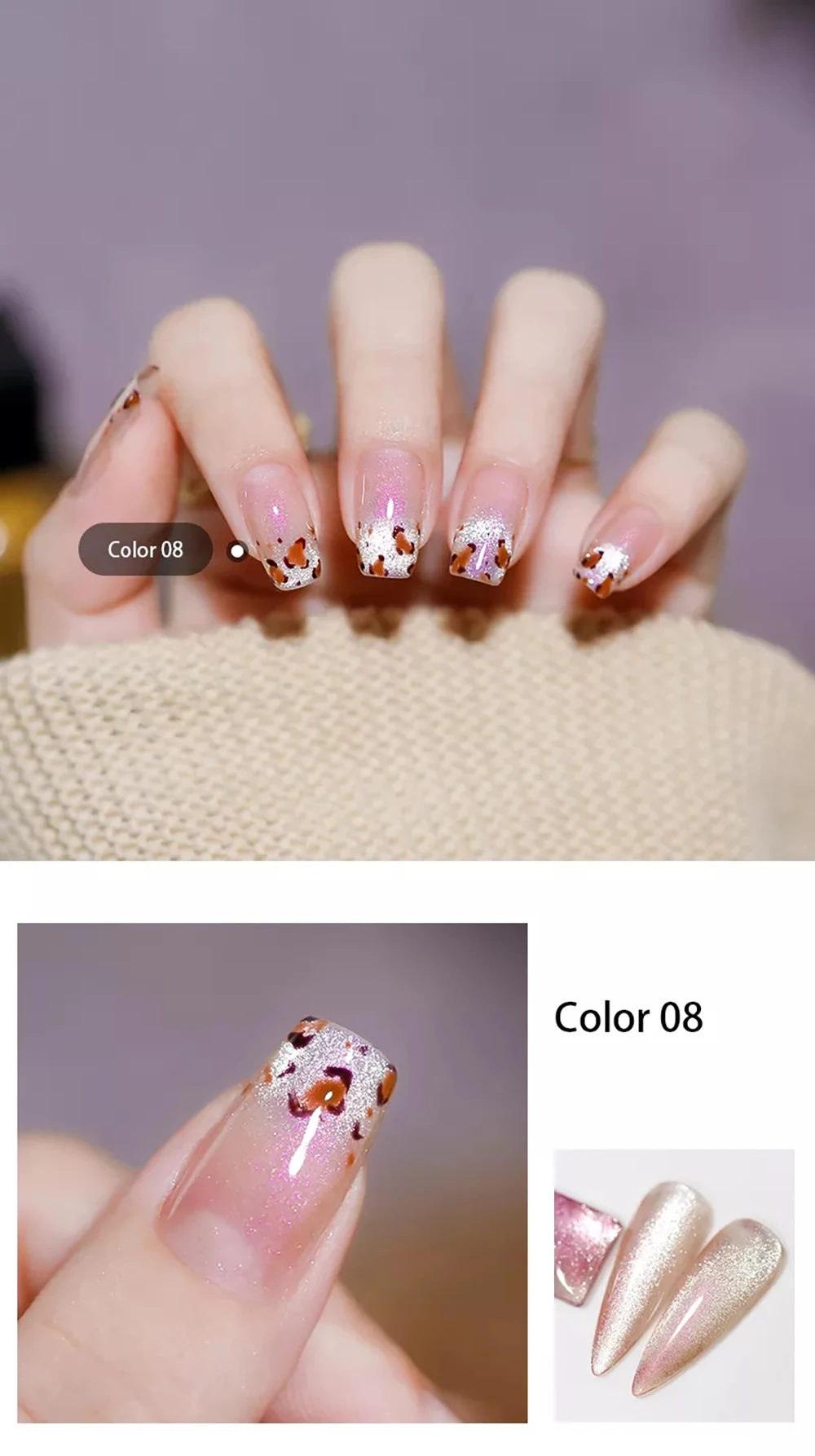 Vendeeni Glitter 9D Cat Eye Nagelgel-Lack Magnet Hybrid Laser Bunter Nagelkunst-Gel-Lack UV LED Aushärtbarer Nagelgel-Lack – Detail 12