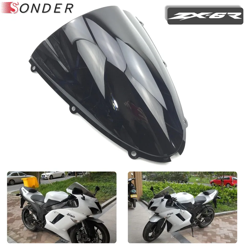 Motorcycles Windshield WindScreen Screen For 2005 2006 2007 2008 Kawasaki Ninja 636 ZX6R ZX-6R ZX10R ZX-10R ZX 6R 10R Black