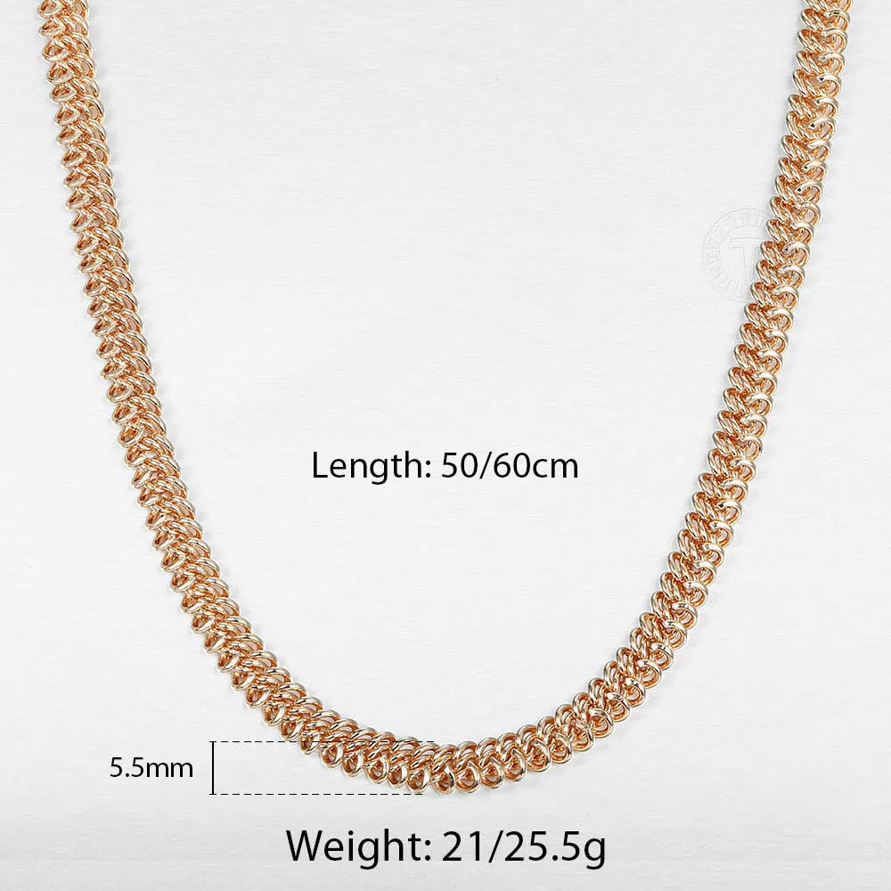 Fashion Jewelry Men Womens 585 Rose Gold Color Swirl Rope Chain Necklace Party Wedding Long 50cm 60cm CN30